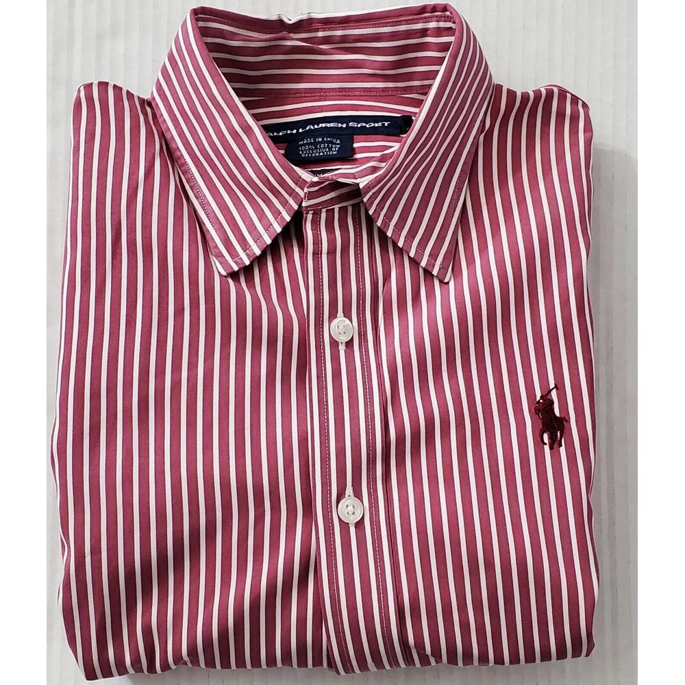 Ralph Lauren Sport Women's Red Stripe Button Blouse Size 6